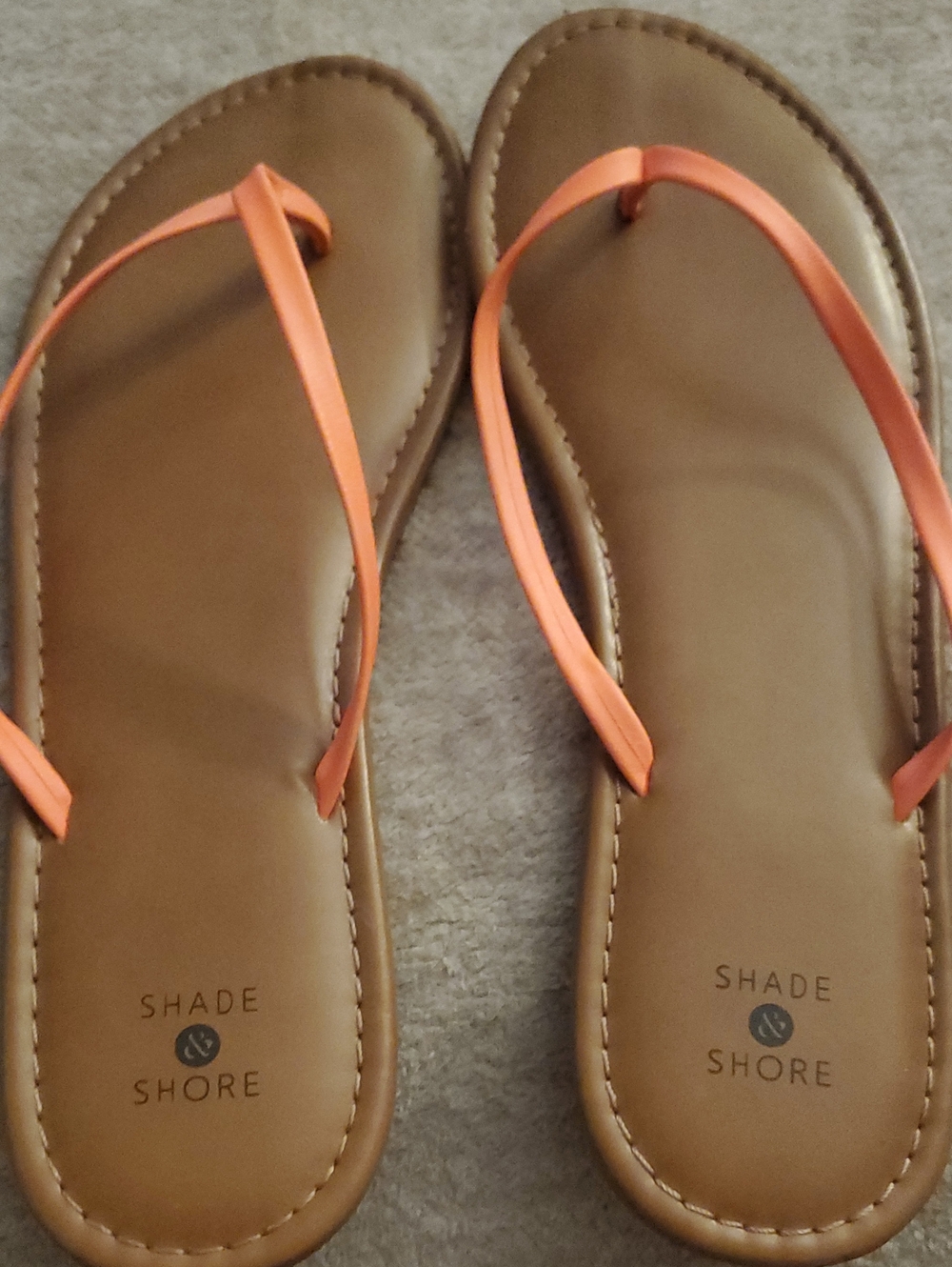 Shade & Shore Brown Footbed Sandals with Coral Straps